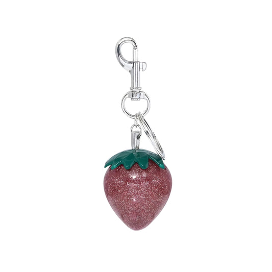 Silver Berry Strawberry Bag Charm