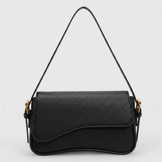 Marlowe Wave Flap Shoulder Bag in black