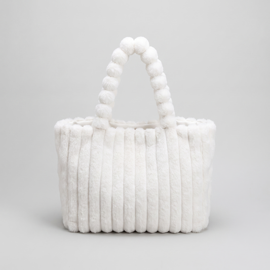 Bexley Plush Braided Shoulder Bag in white