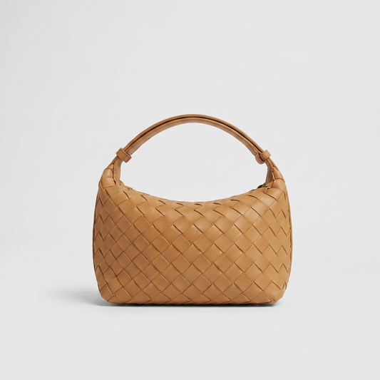 Sutton Woven Top Handle Bag in camel